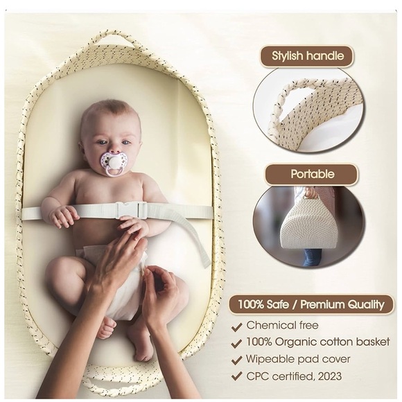 J&JOO Cream Baby Changing Basket, Waterproof, and Portable. New in bag. - Picture 6 of 10